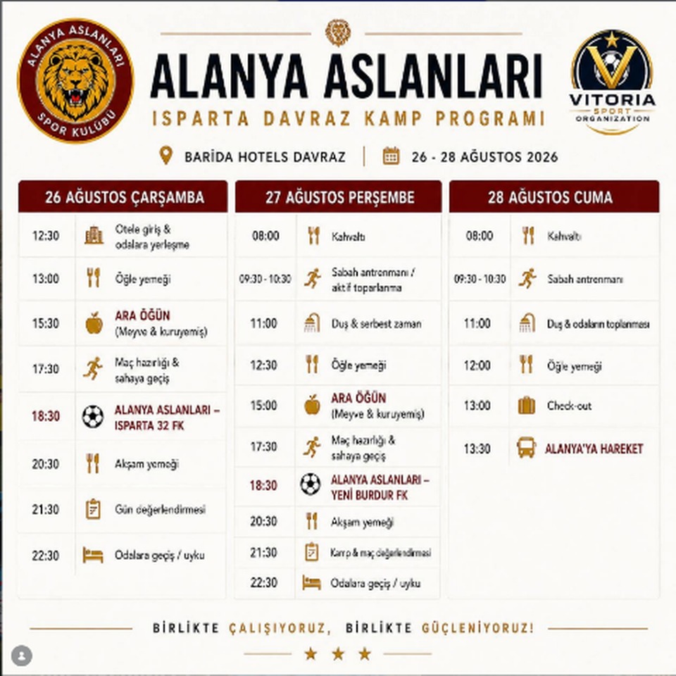 Alanya Aslanları’nın Davraz Kamp Programı Açıklandı